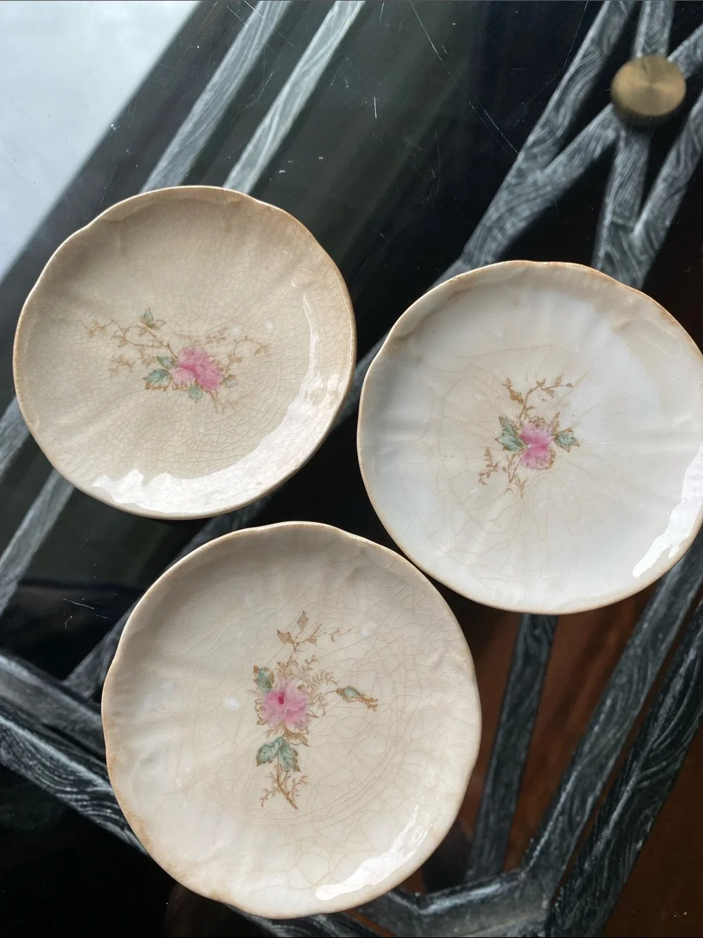 Charming Vintage Floral Butter Pats / Small Trinket Dishes - Set of 3